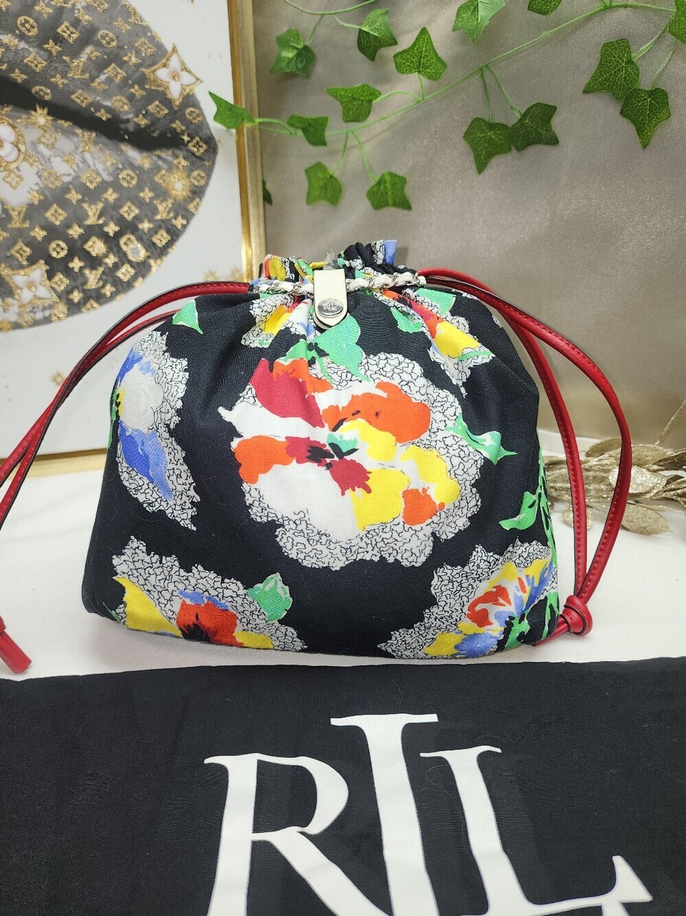 Ralph Lauren Floral Drawstring Bag